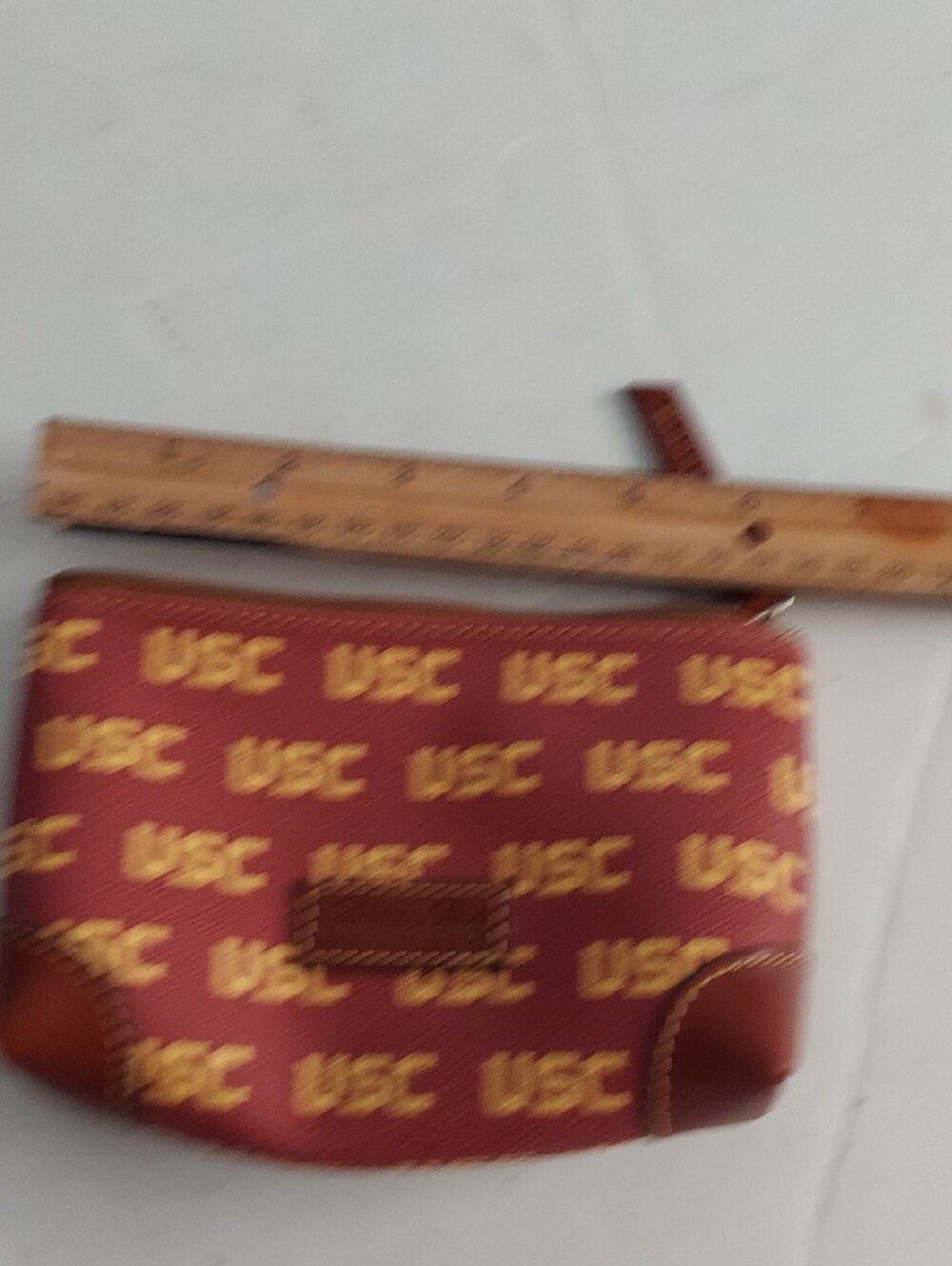 Dooney & Bourke Maroon and Gold USC Logo Zip Pouch - Picture 7 of 8
